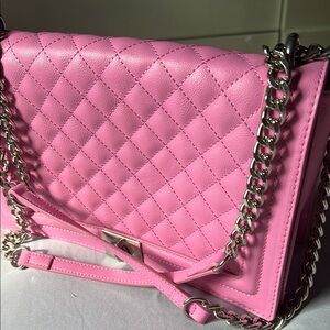 Pink Quilted Chain Shoulder Bag